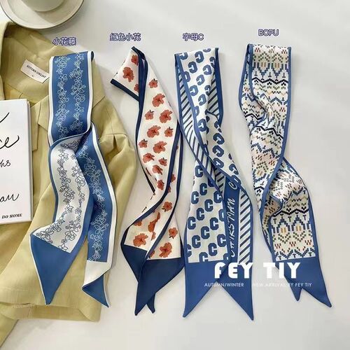 French braided ribbon ponytail with long silk scarf headband for women, new style hair ribbon head accessory