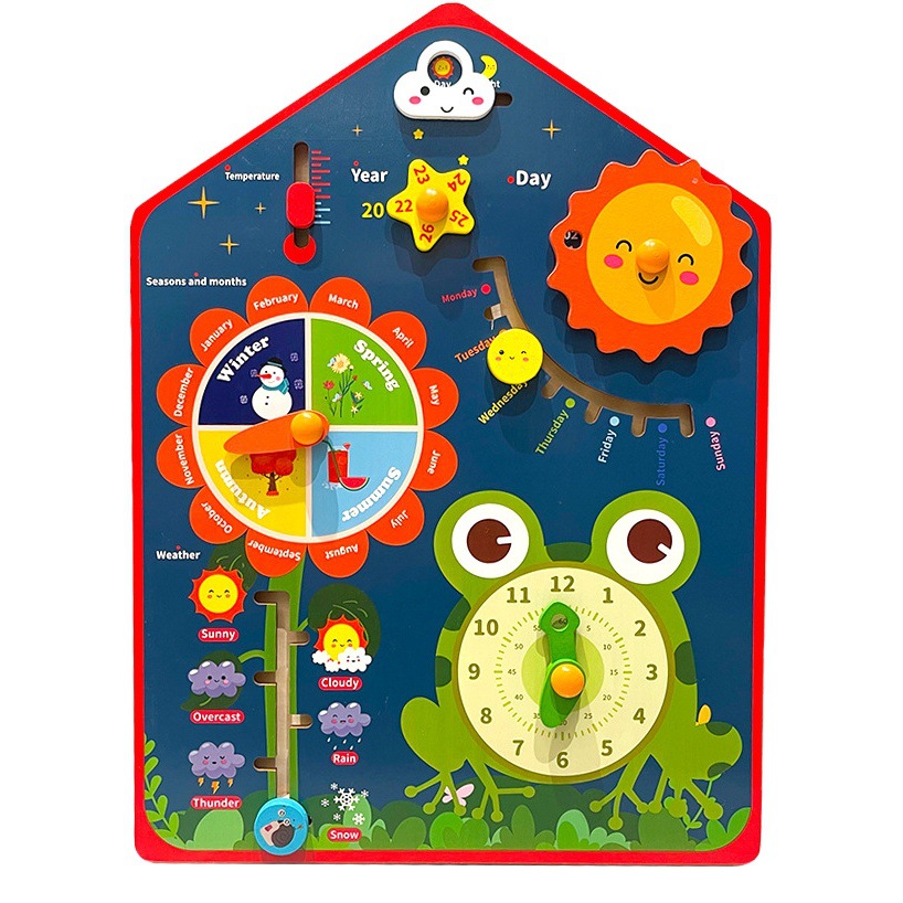 Reloj de aprendizaje para niños y reloj de tiempo calendario enseñanza ayudas kindergarten aprendizaje accesorios Montessori educación temprana juguetes cognitivos