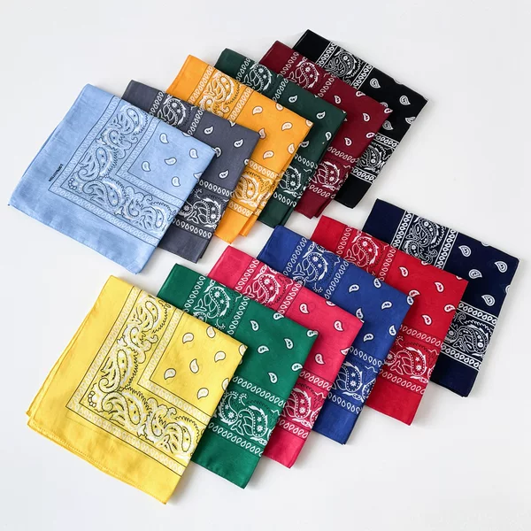 New European and American Hip-Hop Magic Headscarf 50cm Small Square Scarf Cotton and Linen Paisley Print Small Silk Scarf Women's Scarf Wholesale