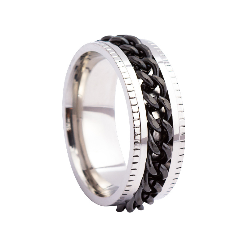 Heißer Verkauf Schmuck Herren Kette Drehen Edelstahl Dekompression Ring Standard-US-Größe Optional Multi-Color Matching_voghion.com