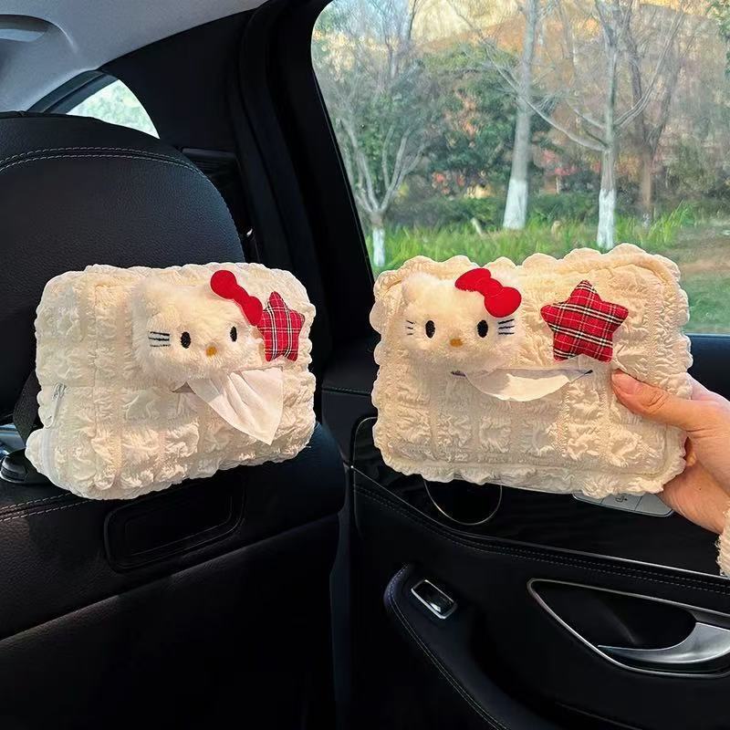 hellokitty车载纸巾盒汽车抽纸盒车内装饰品可爱卡通纸巾袋挂式|undefined