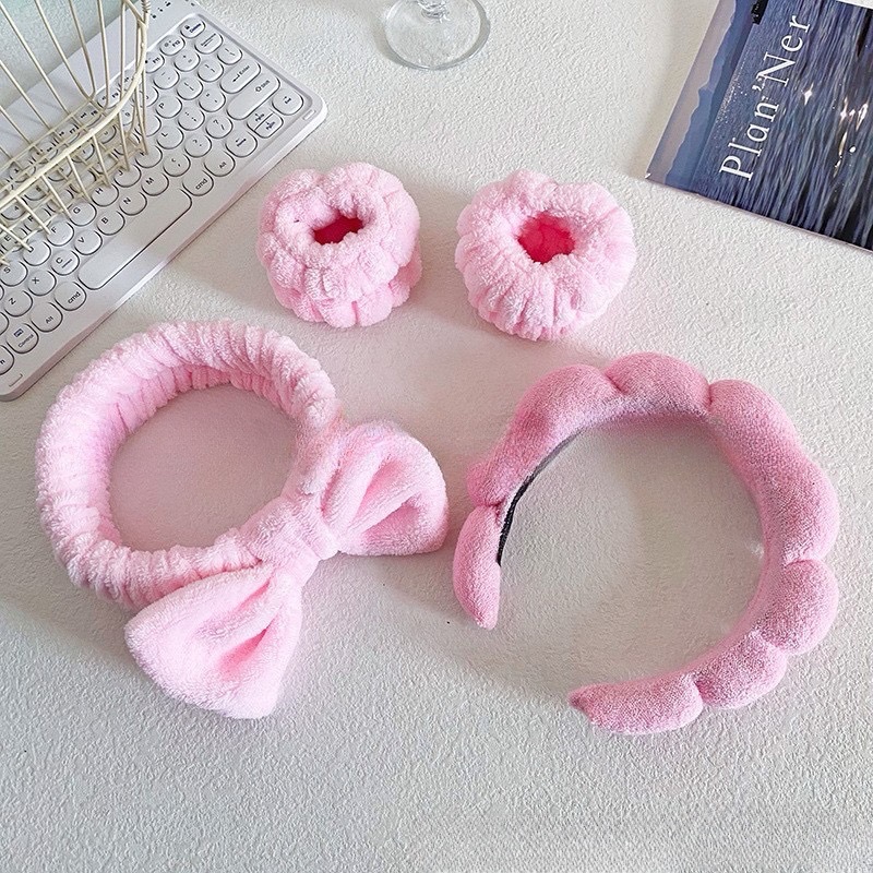 기계바느질 트위스트 헤어밴드 4종세트-핑크 (22*19*4cm 116g)