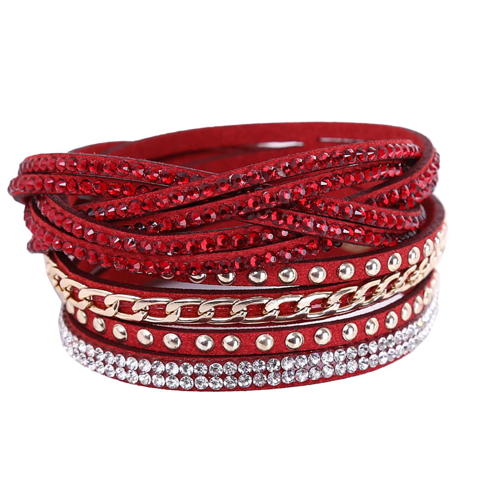 Men's Multi-layer Leather Bracelet With Rhinestones Bohemian Style_voghion.com