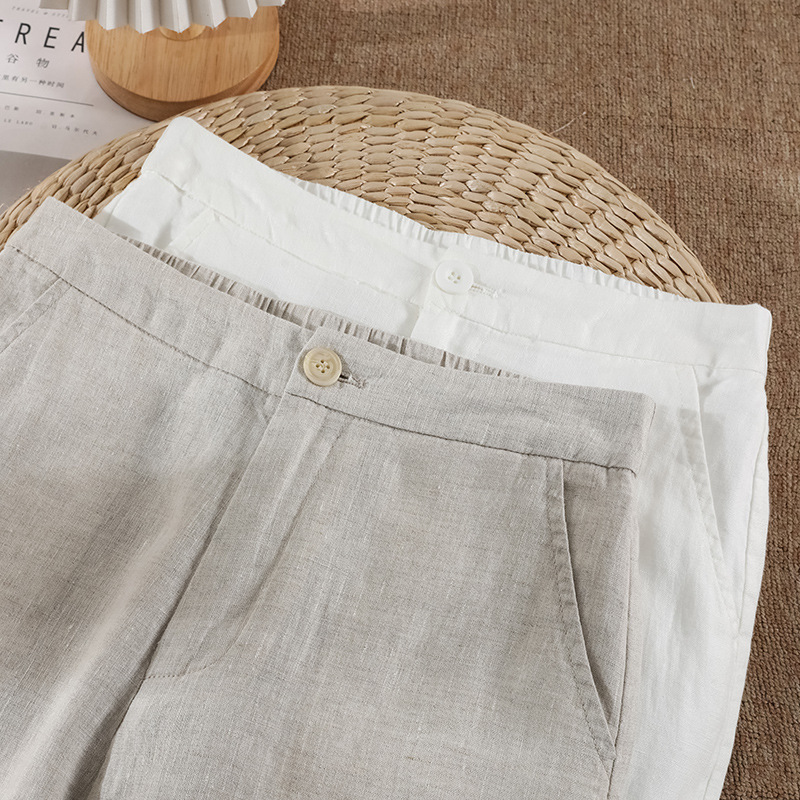 リネンワイドレッグパンツ女性の夏の薄い新しいスタイルのズボンリネンハイウエストルーズ痩身ドレープハイウエストストレートパンツ|undefined