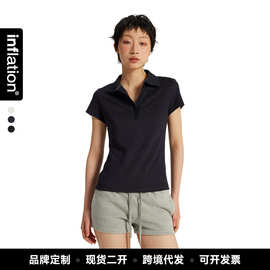 捷展女装|正肩短袖POLO衫26春夏美式收腰显瘦运动打底翻领T恤定制