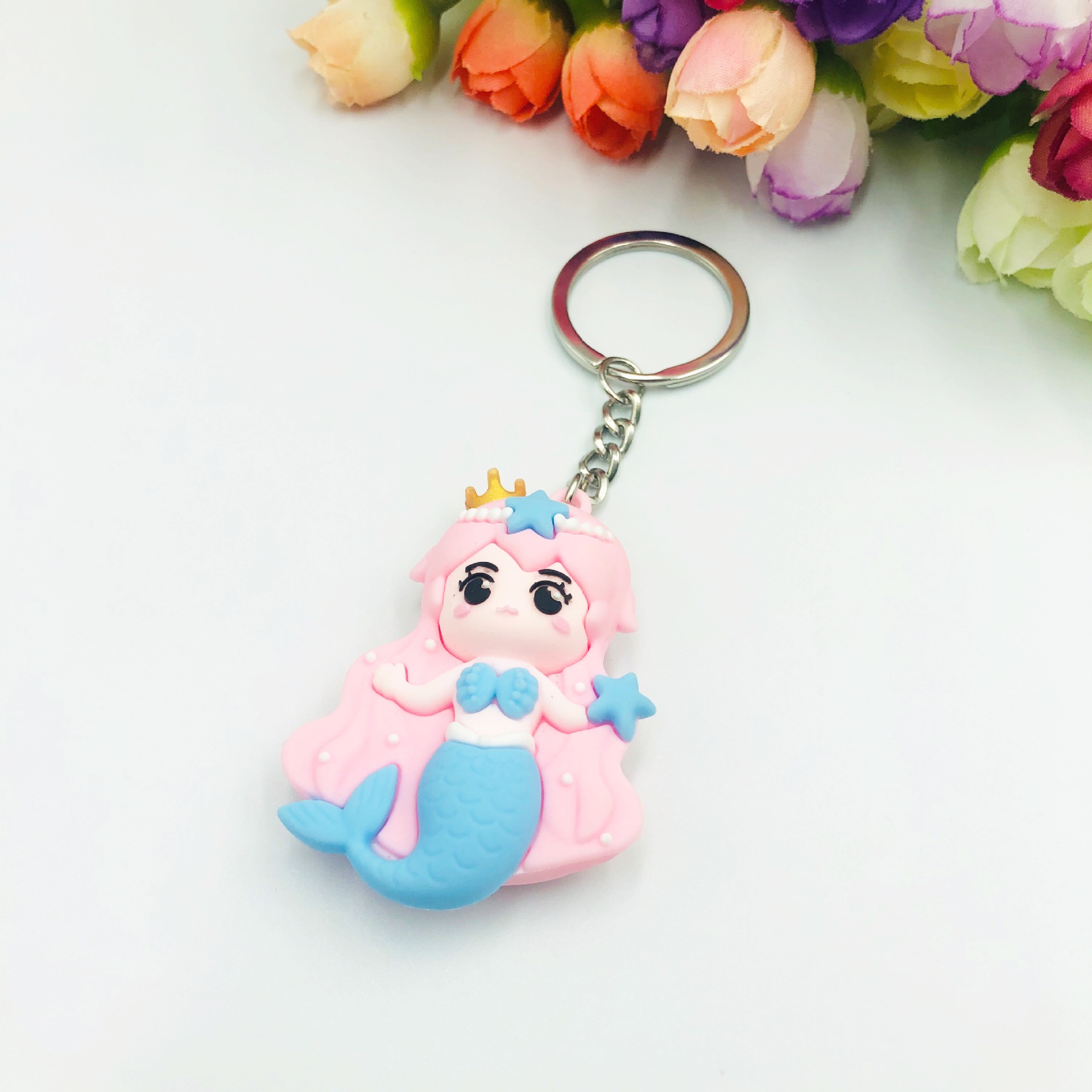 Q versión de dibujos animados sirena princesa muñeca llavero muñeca mochila colgante llavero regalo práctico