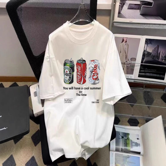 New Men's All-match Casual Short-sleeved T-shirt Trendy Printed Half-sleeved Top Breathable Loose Sports Short-sleeved