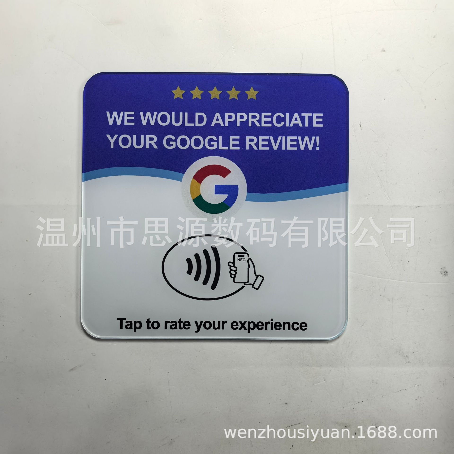 Other Google Review NFC Acrylic Table Sign Blue/White