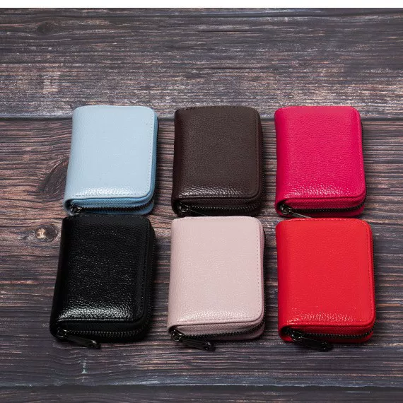 Anti-Degaussing Card Holder for Men and Women, Zipper, Multiple Card Slots, Bank Id Card Holder, Large Capacity, Compact Driver's License Card Holder, Wallet