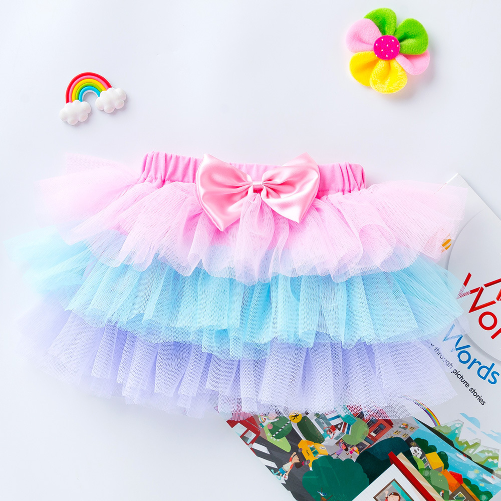 Bebé vestido de verano de dos colores sólidos vestido de seis capas 0 - 2 años vestido de bebé vestido de princesa al por mayor