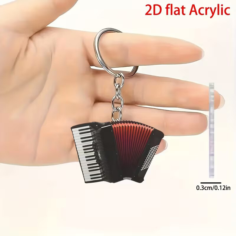 Cross-border simulated accordion acrylic keychain pendant 2D flat decoration gift