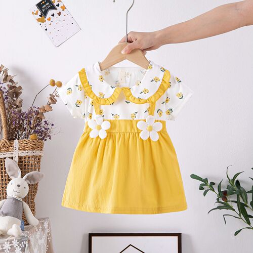 Summer Cute Kids' Clothing Baby Little Children Fashion One-piece Dress for Girls New Short-sleeve Dress