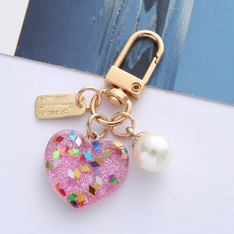 Cute Heart Shape Resin Metal Unisex Bag Pendant Keychain display picture 3