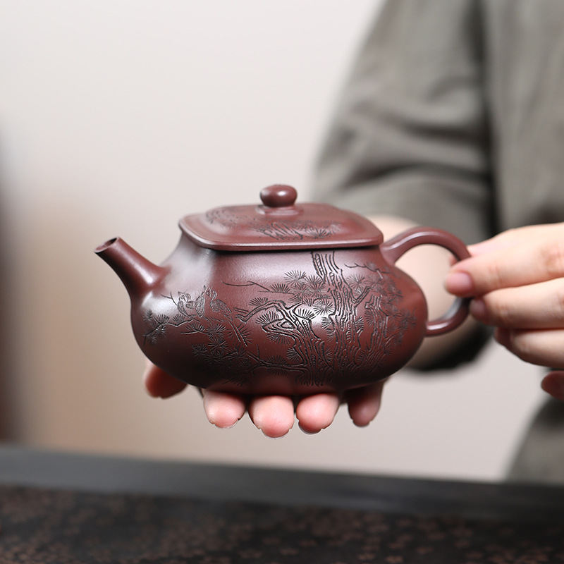 手工方壶紫砂壶宜兴原矿大容量260cc茶壶茶具厂家批发四方乾坤壶