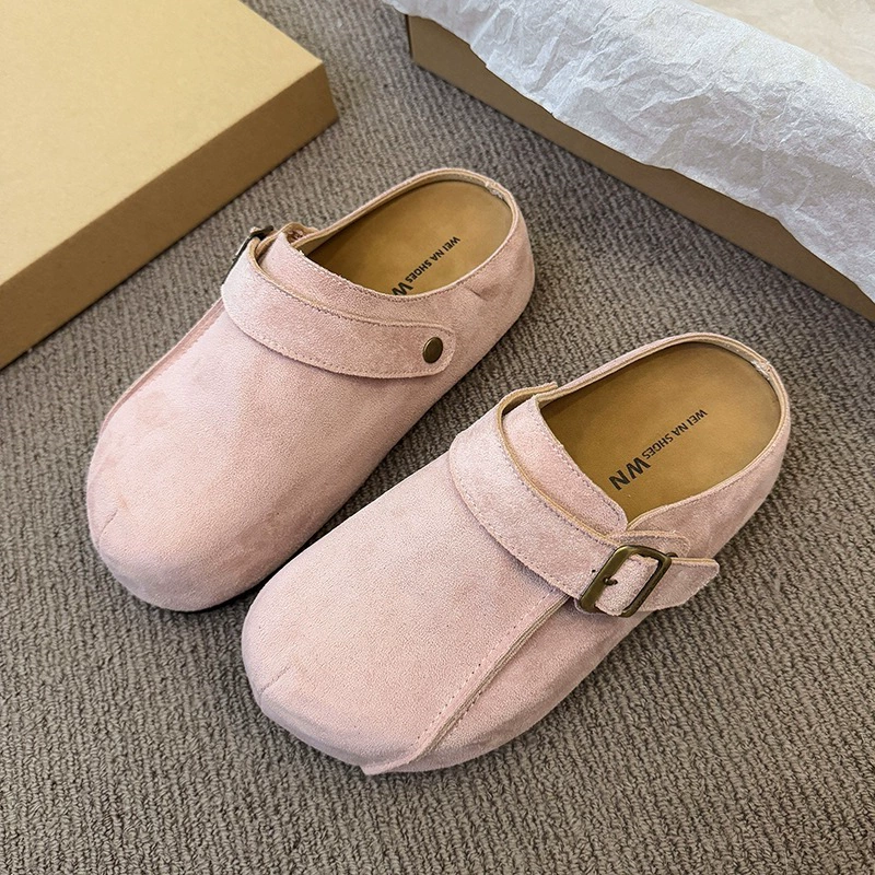 Полутапочки в европейском и американском стиле в стиле ретро для женщин, которые можно носить на улице. Весенние слипоны 2025 года с ленивым носком на толстой подошве Birkenstocks.