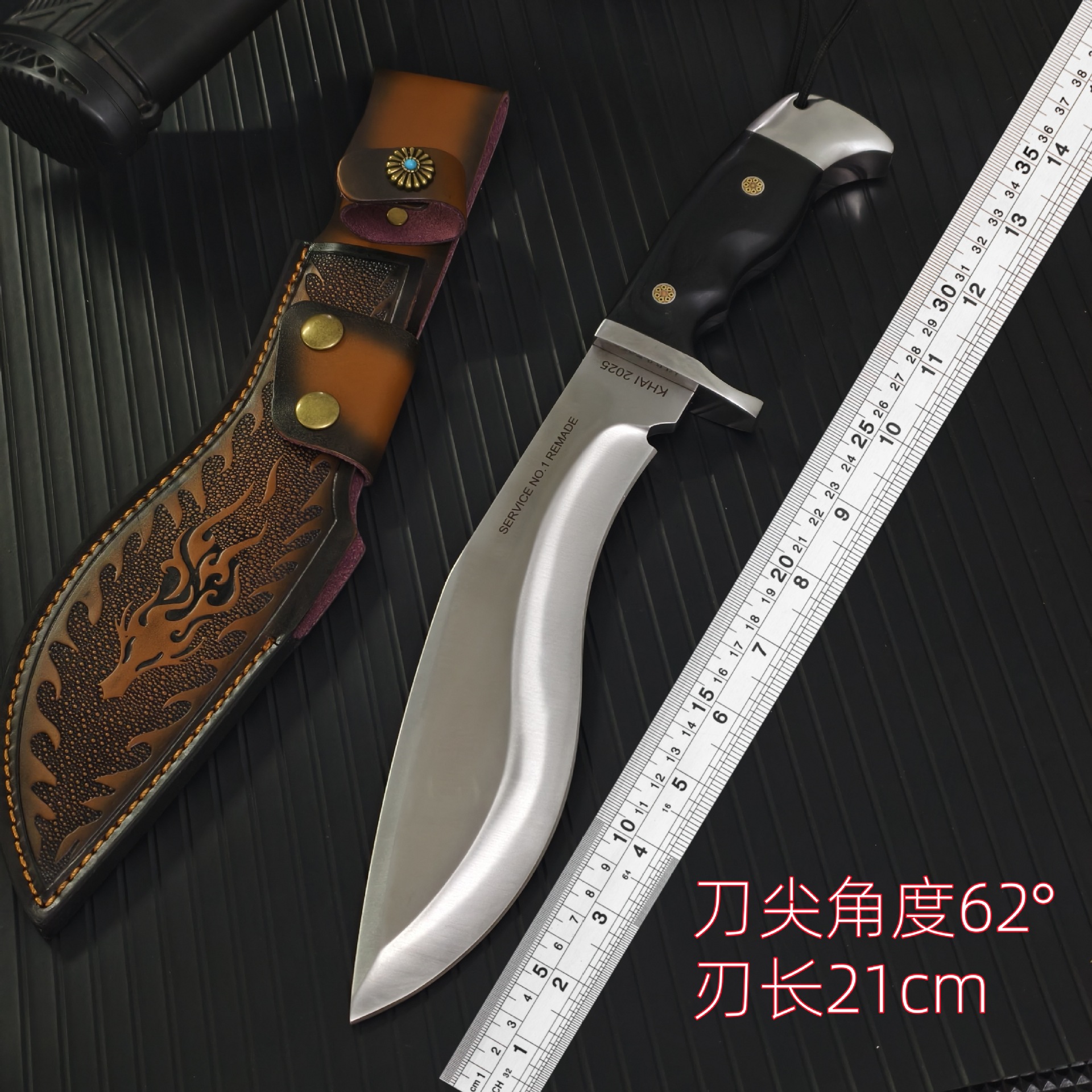 现货直销焰狐弯刀野营求生高硬度便携野外一体龙骨锋利多功能刀具