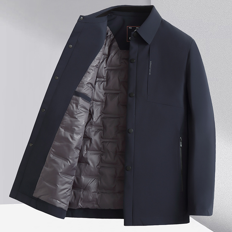 Middle Aged Men's Down Jacket Autumn and Winter New Business Casual Fashion Lapel Warm Fluffy Jacket Men's Clothing_voghion.com