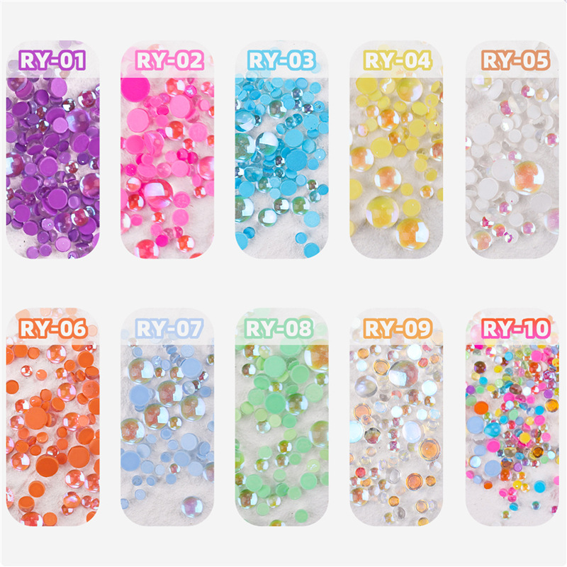 Transfronteriza nueva sirena colorida perla Aurora cristal transparente decoración de uñas joyería de uñas DIY 300 piezas en stock