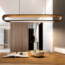 设计师新中式创意个性简约现代吧台茶室餐厅日式禅意实木长条吊灯