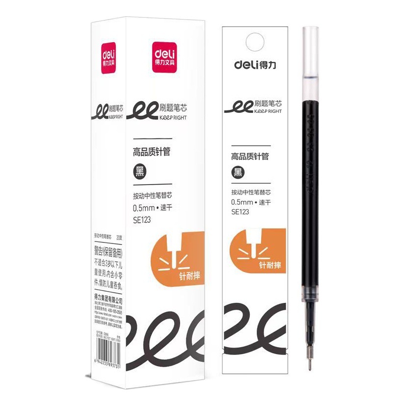 Deli S888 Quick-Dry Retractable Pen Refill 0.5mm Full Needle Tip St Head Gel Pen Refill Wholesale