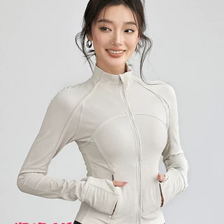 2025新款瑜伽外套女紧身螺纹短款运动上衣跑步立领拉链健身夹克女