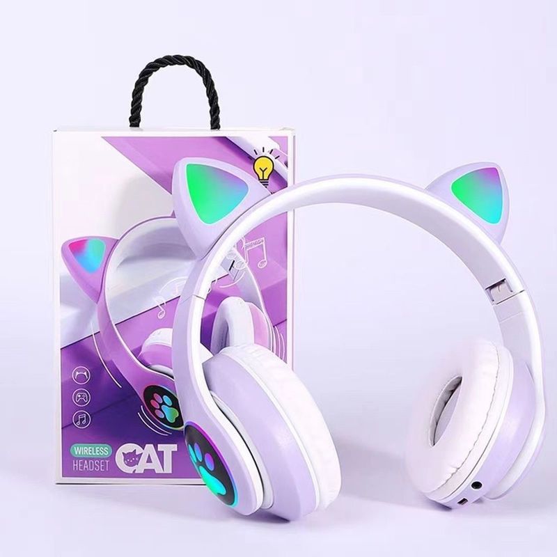 かわいい猫耳 Bluetooth ヘッドセット 28 越境人気クールな発光ヘッドマウント ワイヤレス ヘッドセット工場直接供給|undefined