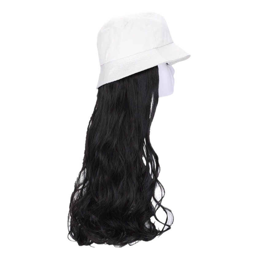 Directo de fábrica TikTok misma peluca mujer sombrero Peluca de una sola pieza gran ola largo pelo rizado pescador sombrero largo pelo rizado