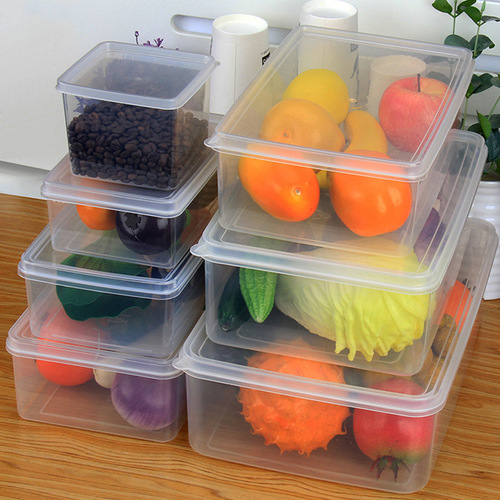 Kitchen rectangular storage box transparent plastic fruit food packaging box refrigerator refrigeration frozen sealed crisper