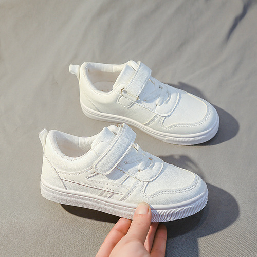 Children's Spring School Performance Shoes, Boys' Shoes, Leather Surface, Girls' White Sneakers, Casual, Primary School Students