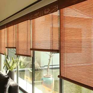 New Chinese Style Bamboo Curtains Outdoor Waterproof and Mildew-Proof Roller Blinds Partition Bamboo Roller Blinds Pavilion Sunshade Bamboo Curtains Sun Room Bamboo Curtains