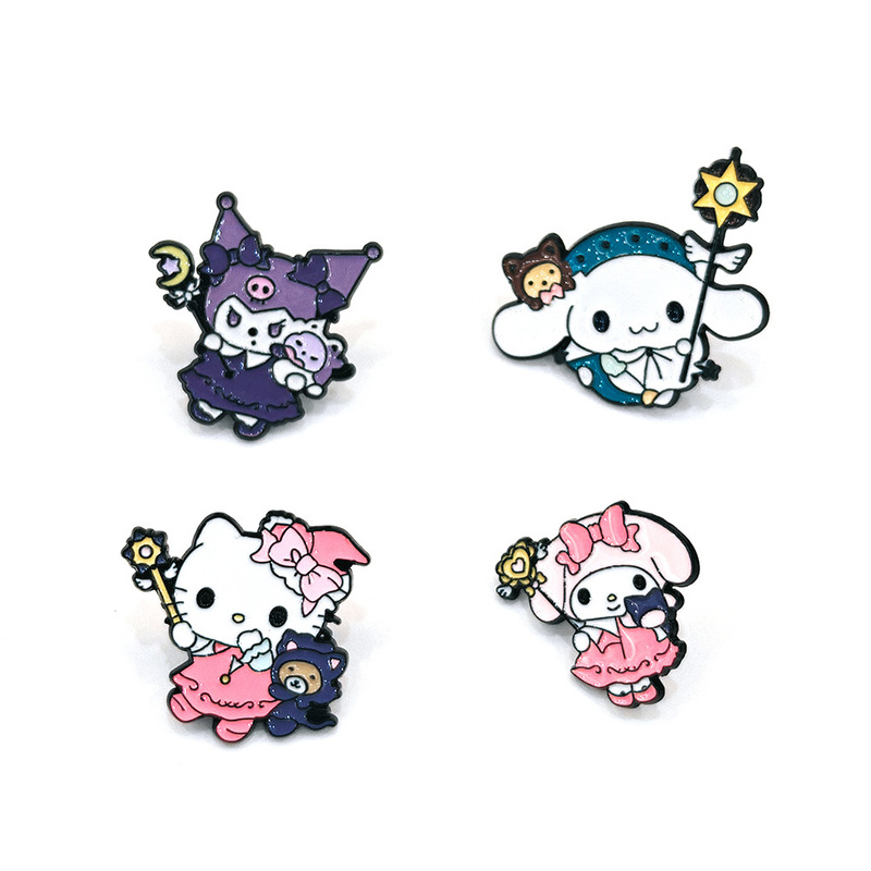 Cartoon Sanrio Magical Girl Anime Badge Cute Hello Kitty Kuromi Metal Brooch Bag Accessories Cartoon Sanrio Magical Girl Anime Badge Cute Hello Kitty Kuromi Metal Brooch Bag Accessories