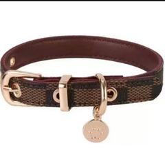 潮牌老花皮寵物項圈 泰迪雪納瑞溜狗勁脖 酷萌寵貓咪項鍊廠家批發