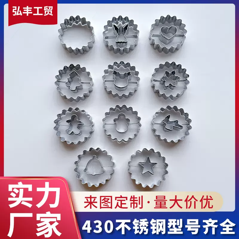 新款圣诞节饼干模具姜饼人圆形花型蛋糕模具烘焙厨房糖饼模具