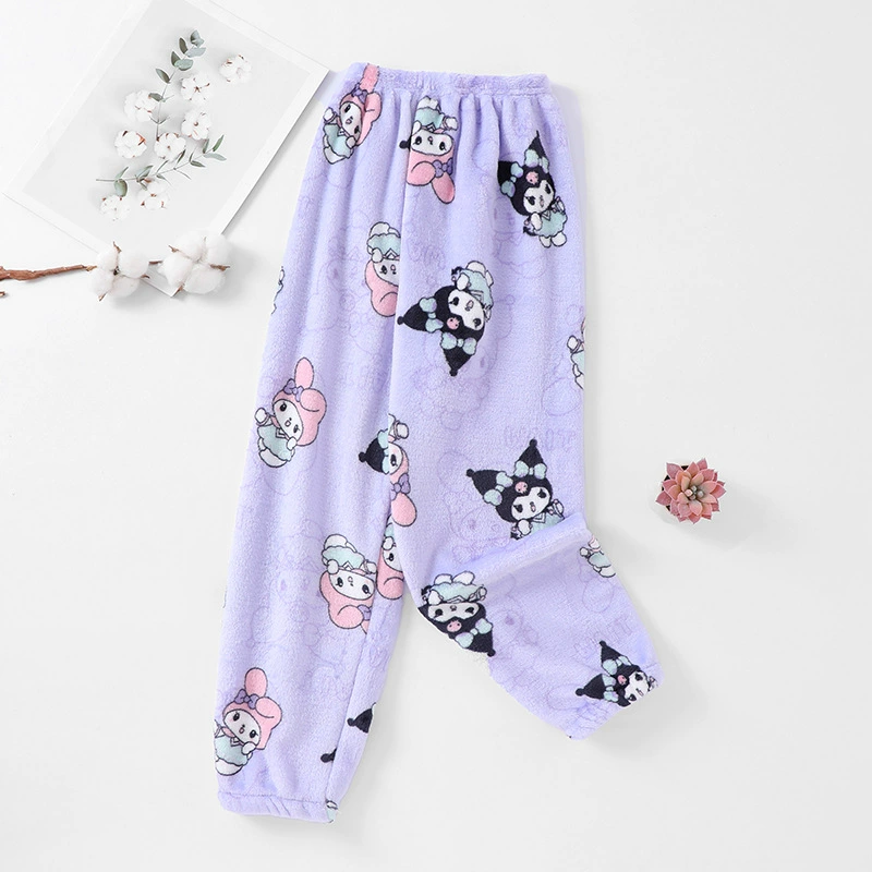 Детские пижамы Коралловый бархат плюс бархат осенние зимние девочки домашние пижамы брюки большие дети фланелевые брюки для мальчиков