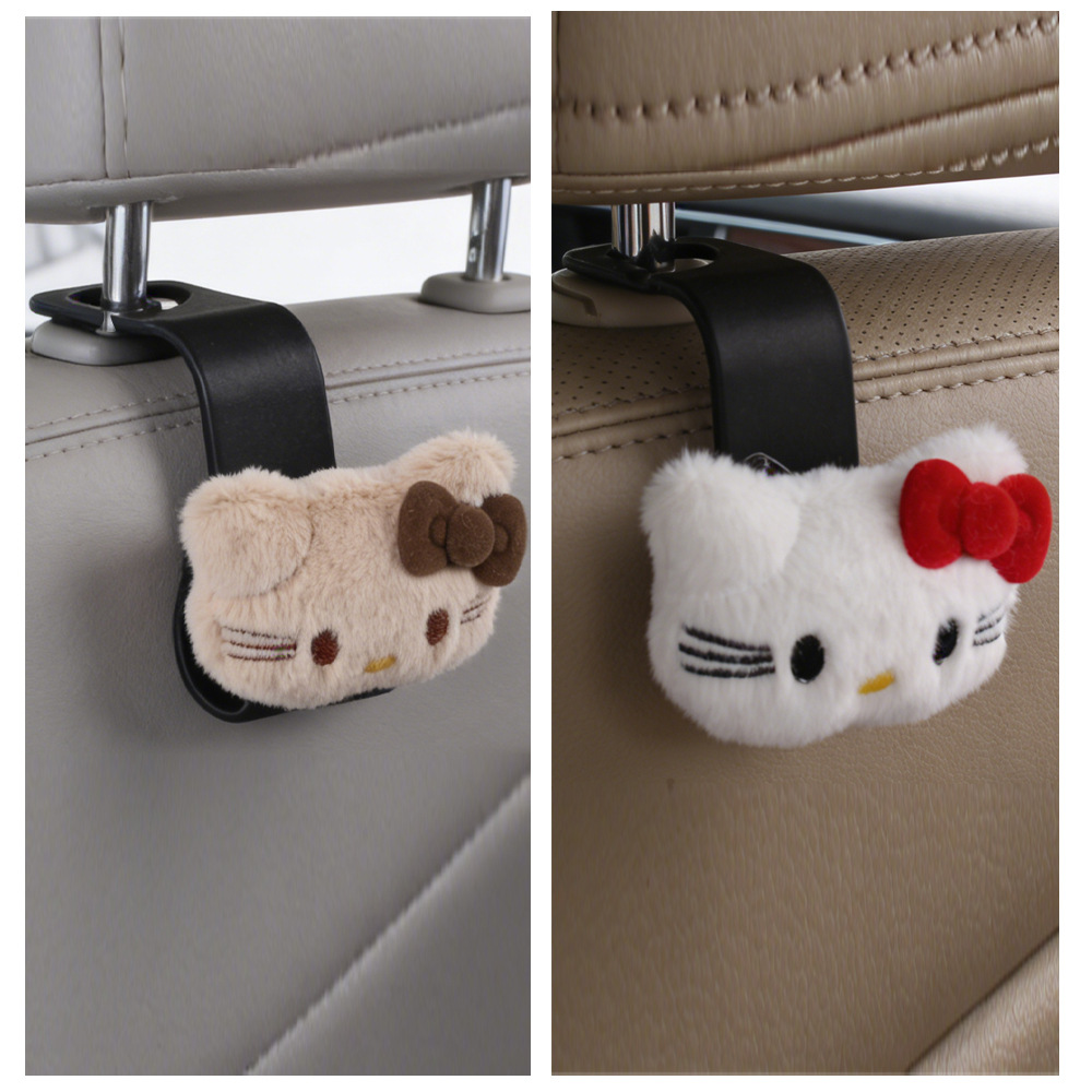 Cute gato KT gancho de automóvil asiento de automóvil almacenamiento multifuncional pequeño gancho de suministros para automóviles para chicas prácticas