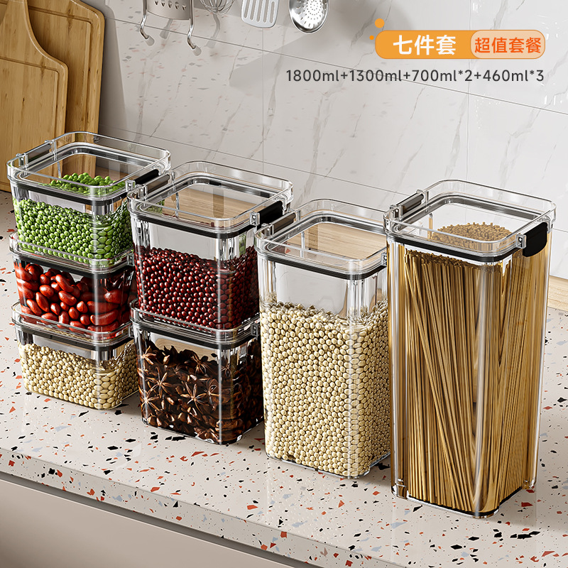 Tanque de sellado, tanque de almacenamiento de cocina transparente, productos secos, bocadillos, granos, caja de almacenamiento, botella de almacenamiento, nueces, té a prueba de humedad