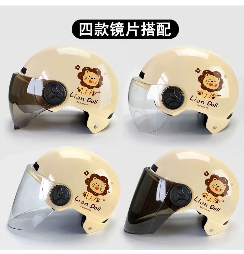 Cartoon Cat 3C Certified Electric Vehicle Helmet Women's Winter All Year Round New National Standard Motorcycle Safety Half Helmet Cute