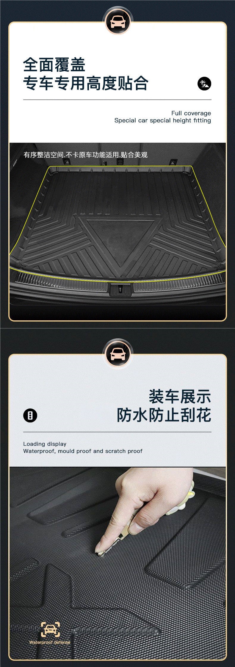 Geely-specific TPE trunk mat for Boyue, Emgrand, Xingyue L, Xingrui, Xingyuan, Vision, waterproof rear compartment mat