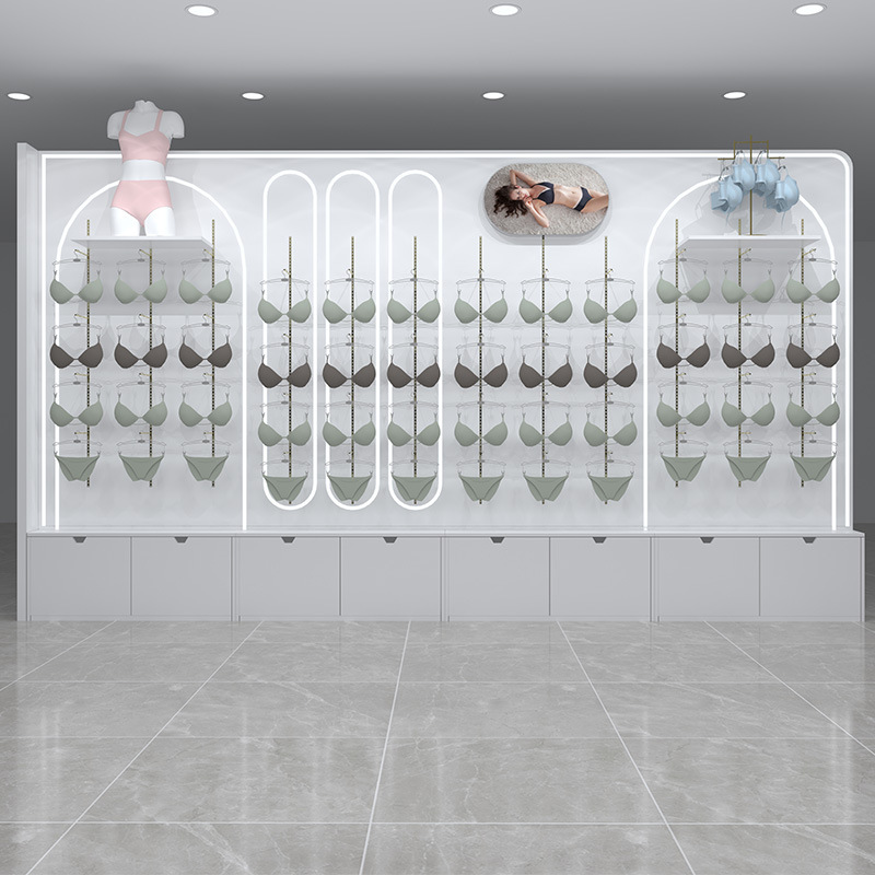 开店内衣展示柜展厅烤漆柜子弧形文胸店铺展柜服装服饰家具带灯