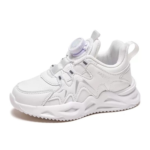 Girls' Shoes Sports Shoes 2024 Spring and Autumn New Children's Dad's Shoes for Big Children and Students Swivel Button White Shoes