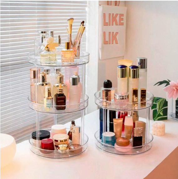 Rotating Tray Kitchen Storage Rack Multi-Purpose Desktop Bathroom Cosmetics Storage Box Condiment Round Storage Rack