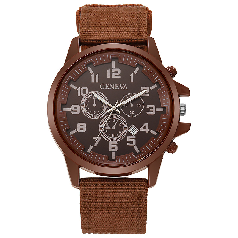 Transfronterizo caliente nueva moda reloj militar reloj de cuarzo calendario correa de nylon reloj de moda elegante de los hombres