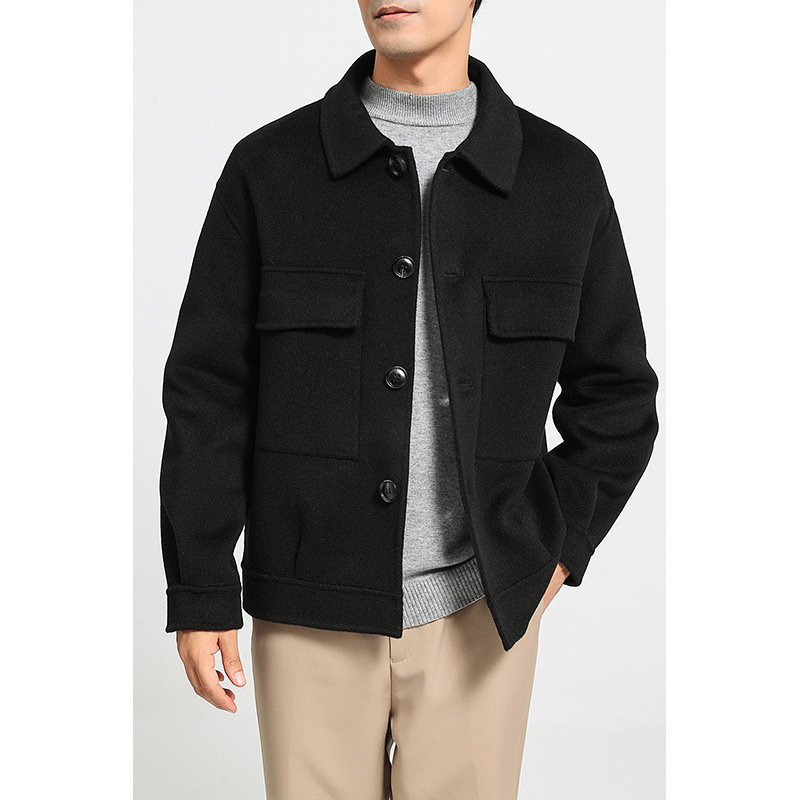 Men's Lapel Wool Double Face Jacket New Casual Wool Jacket Men's Fashion Jacket Autumn and Winter Short