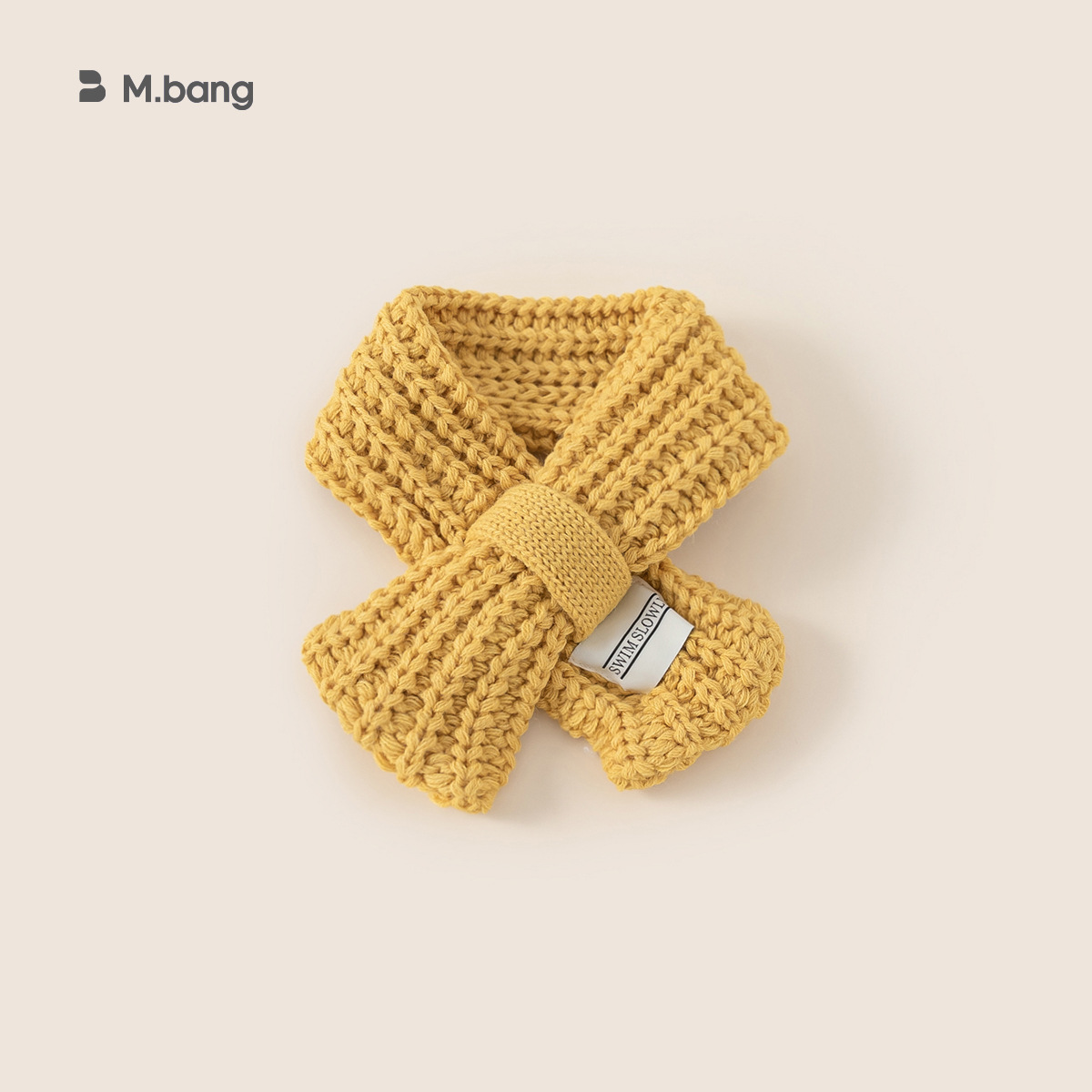 Bufandas para niños de invierno para niños de moda etiqueta de tela de color sólido calentamiento tejido lana cruzada collar