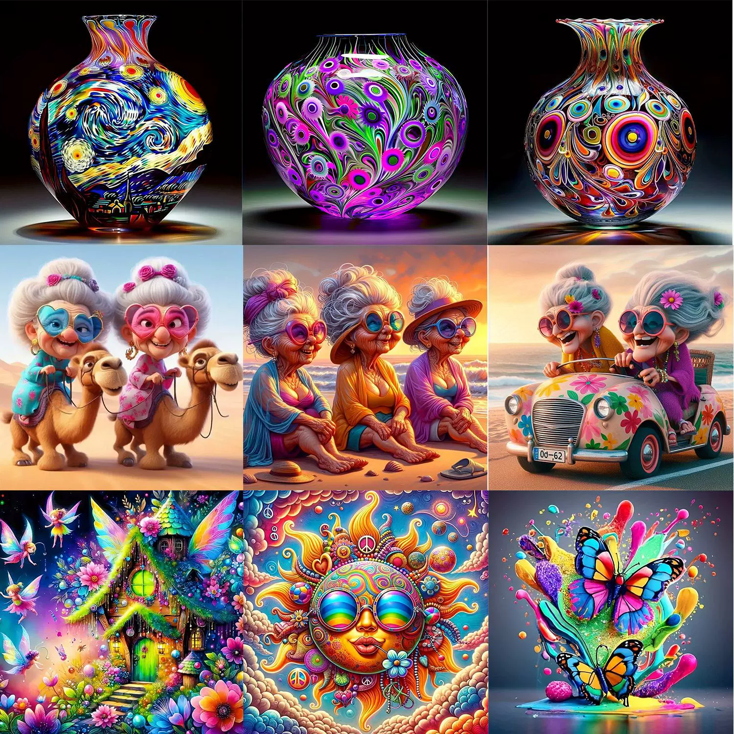2025新款跨境5D钻石画贴画 彩绘老太太满钻砖石贴画diy装饰画现货