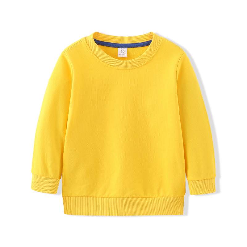 Children's Sweatshirt Pure Cotton Spring & Fall Terry Thin Pure Color Blank Round Neck Long-Sleeved Outwear Hoodie Clean Version Kidsren's Clothing Cross-Border