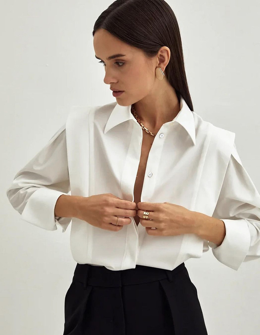 Shirtsleeve Sleeve Type Wholesale Women's Casual Solid Color Long Sleeve Blouses