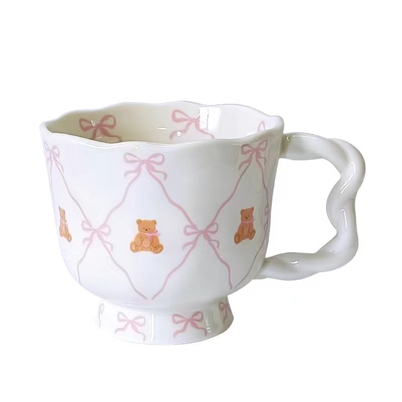 Taza de agua de estilo antiguo creativo para el hogar taza de té taza de oso de peluche taza de oficina linda dama taza de desayuno de dibujos animados