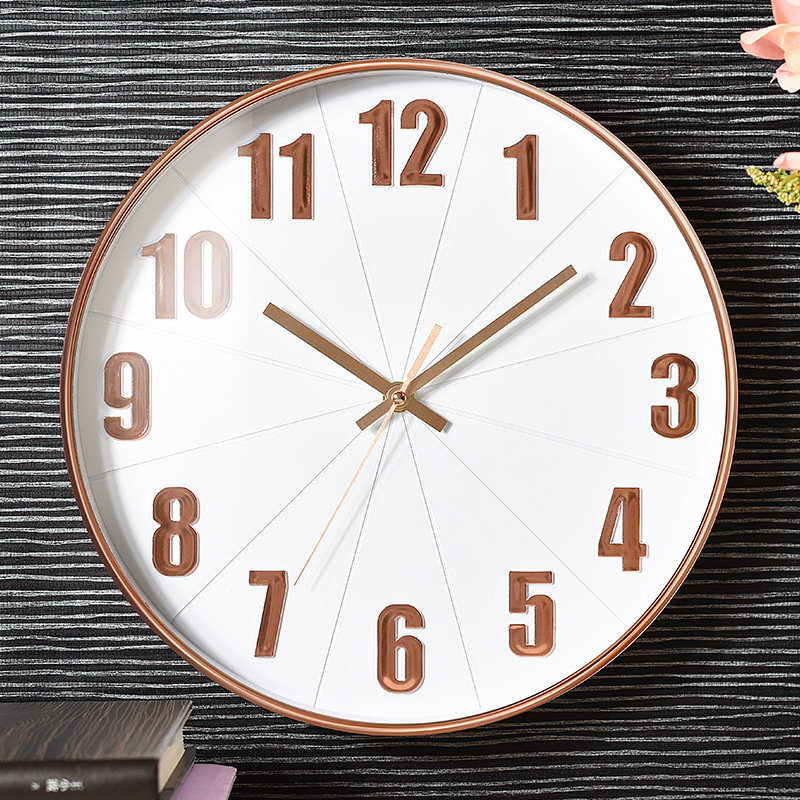 Plastic mute wall clock creative fashion living room stereo digital scale wall clock clock wholesale 12 inch 30cm