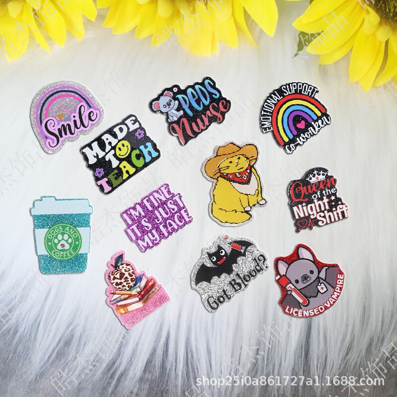 New Cross-Border Acrylic Powder Loose Powder Patch with Easy-Pull Buckle, DIY Decorative Patch, Atmospheric Patch, Pin Accessories